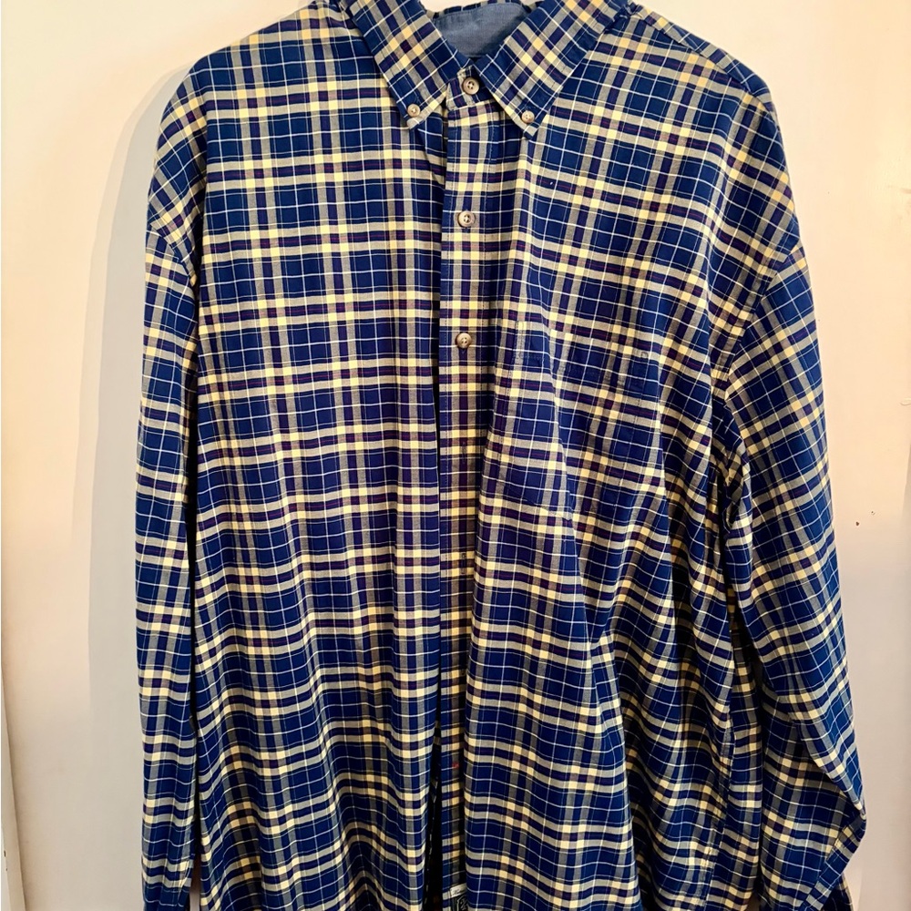 Izod Blue and yellow Plaid Button-Down Shirt